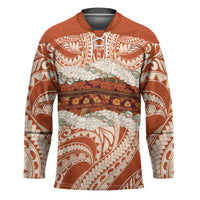 Aloha Hawaii Mikioi Lei Hockey Jersey Beige Tropical Flower Pattern - Polynesian Pride