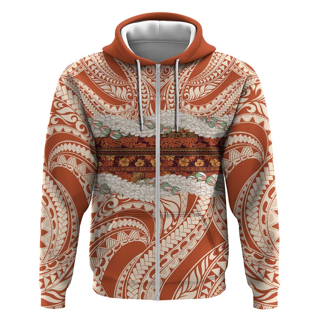 Aloha Hawaii Mikioi Lei Hoodie Beige Tropical Flower Pattern - Polynesian Pride