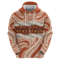 Aloha Hawaii Mikioi Lei Hoodie Beige Tropical Flower Pattern - Polynesian Pride