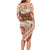 Aloha Hawaii Mikioi Lei Long Sleeve Bodycon Dress Beige Tropical Flower Pattern - Polynesian Pride