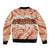 Aloha Hawaii Mikioi Lei Sleeve Zip Bomber Jacket Beige Tropical Flower Pattern - Polynesian Pride