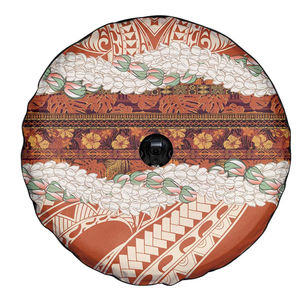 Aloha Hawaii Mikioi Lei Spare Tire Cover Beige Tropical Flower Pattern - Polynesian Pride