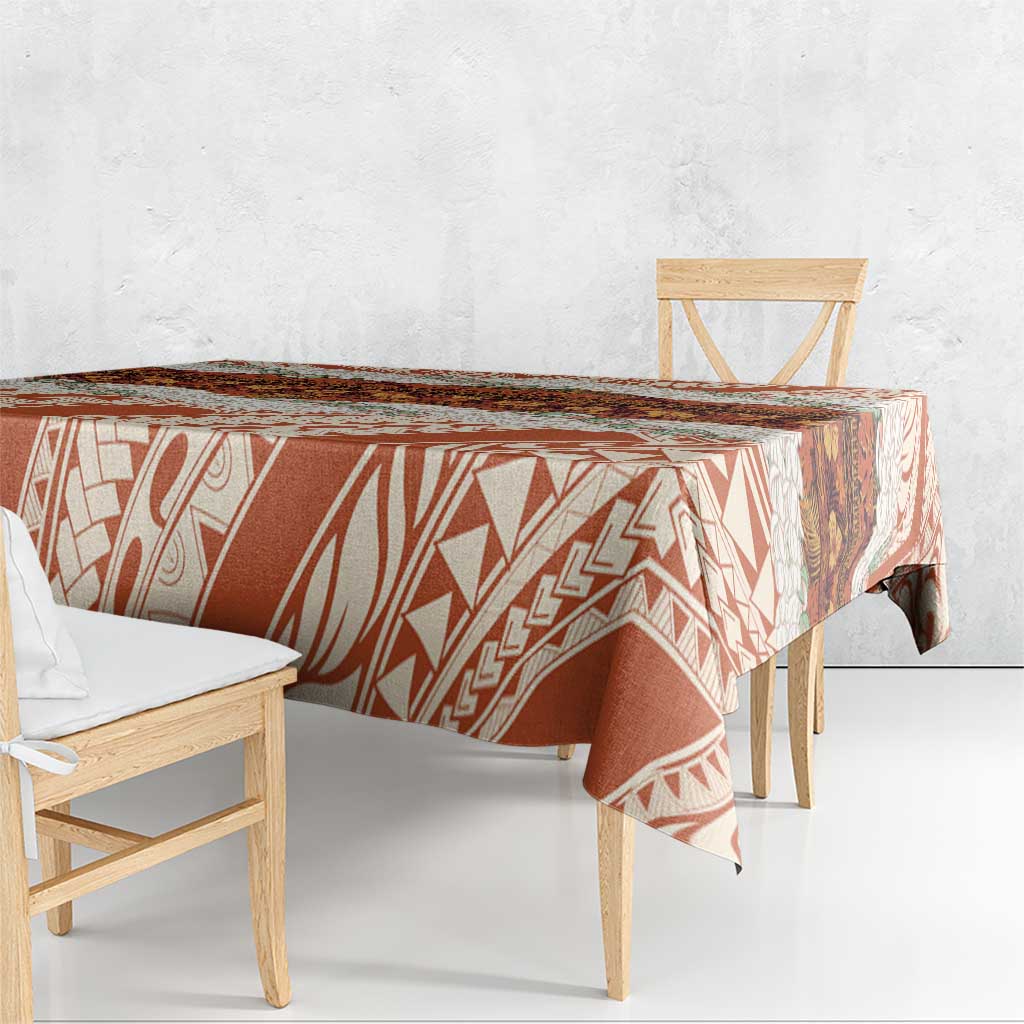 Aloha Hawaii Mikioi Lei Tablecloth Beige Tropical Flower Pattern - Polynesian Pride