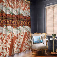 Aloha Hawaii Mikioi Lei Window Curtain Beige Tropical Flower Pattern - Polynesian Pride