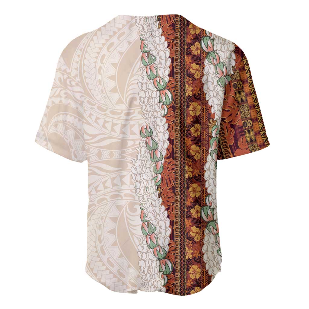 Aloha Hawaii Mikioi Lei Baseball Jersey Cattail Red Tropical Flower Pattern - Polynesian Pride