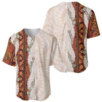 Aloha Hawaii Mikioi Lei Baseball Jersey Cattail Red Tropical Flower Pattern - Polynesian Pride