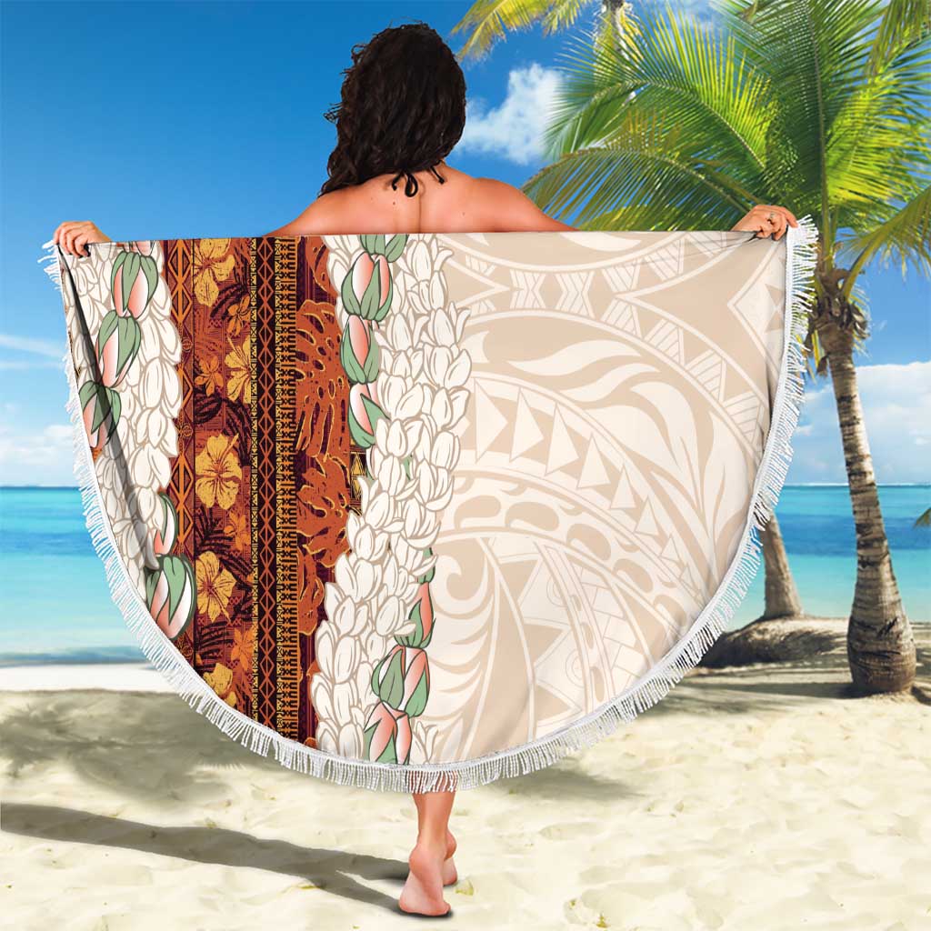 Aloha Hawaii Mikioi Lei Beach Blanket Cattail Red Tropical Flower Pattern - Polynesian Pride