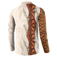 Aloha Hawaii Mikioi Lei Button Sweatshirt Cattail Red Tropical Flower Pattern - Polynesian Pride