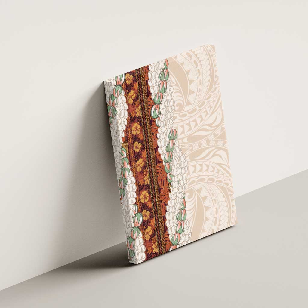 Aloha Hawaii Mikioi Lei Canvas Wall Art Cattail Red Tropical Flower Pattern - Polynesian Pride