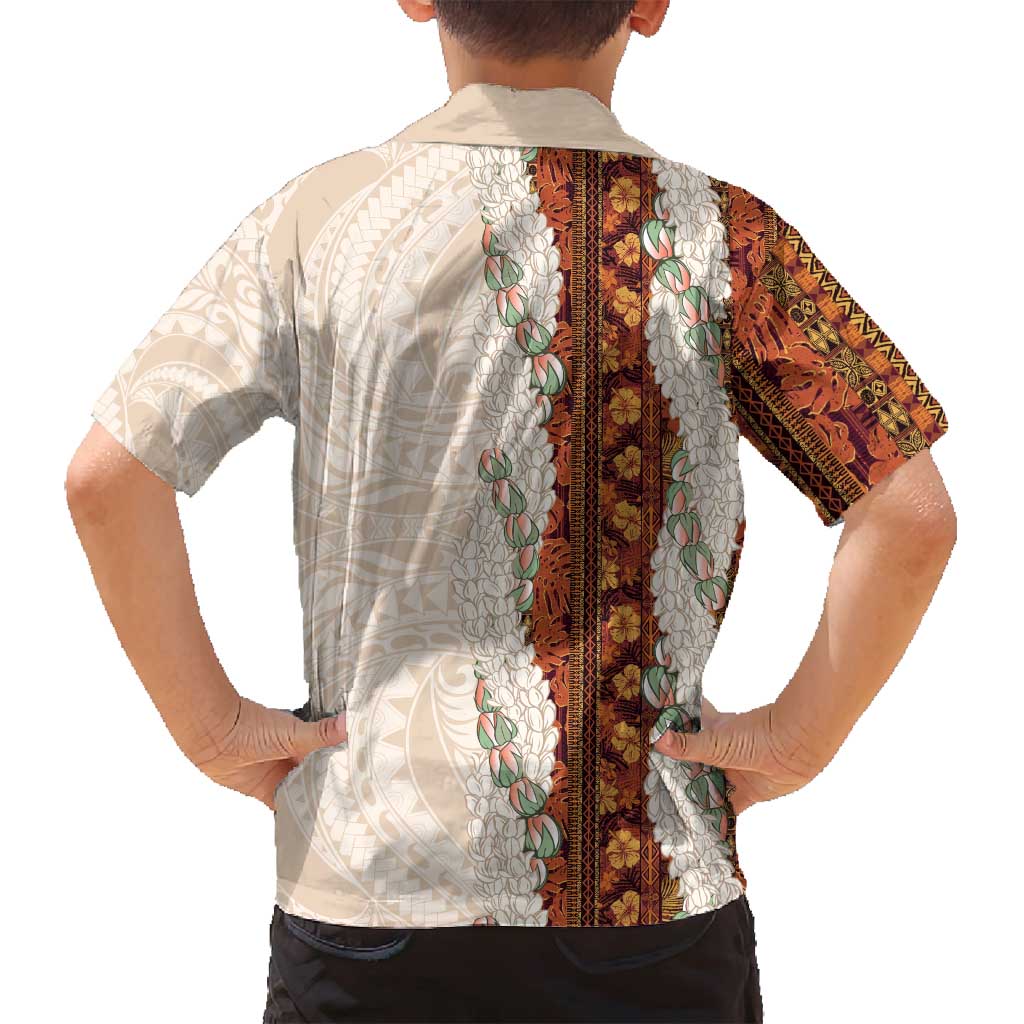 Aloha Hawaii Mikioi Lei Family Matching Puletasi and Hawaiian Shirt Cattail Red Tropical Flower Pattern - Polynesian Pride