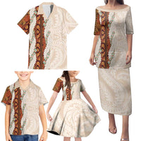 Aloha Hawaii Mikioi Lei Family Matching Puletasi and Hawaiian Shirt Cattail Red Tropical Flower Pattern - Polynesian Pride