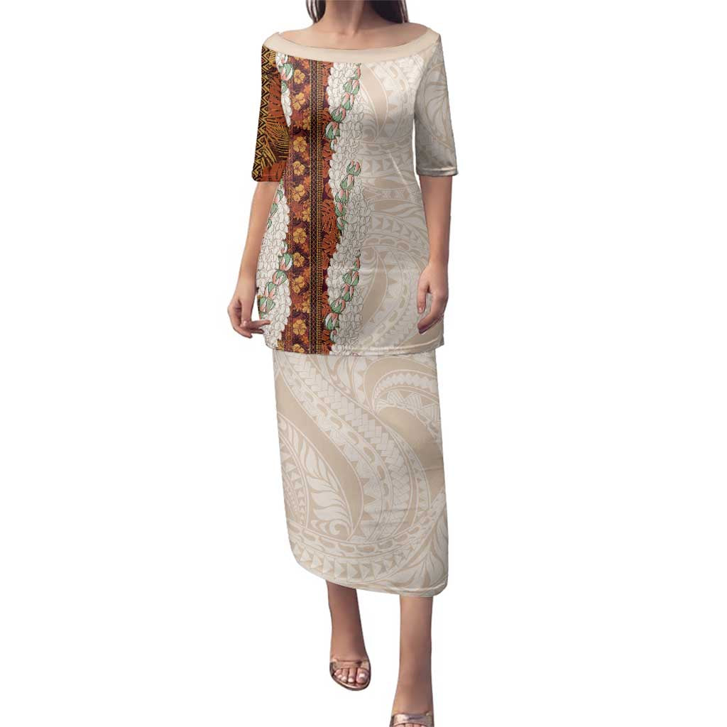 Aloha Hawaii Mikioi Lei Family Matching Puletasi and Hawaiian Shirt Cattail Red Tropical Flower Pattern - Polynesian Pride