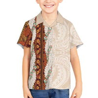 Aloha Hawaii Mikioi Lei Family Matching Summer Maxi Dress and Hawaiian Shirt Cattail Red Tropical Flower Pattern - Polynesian Pride