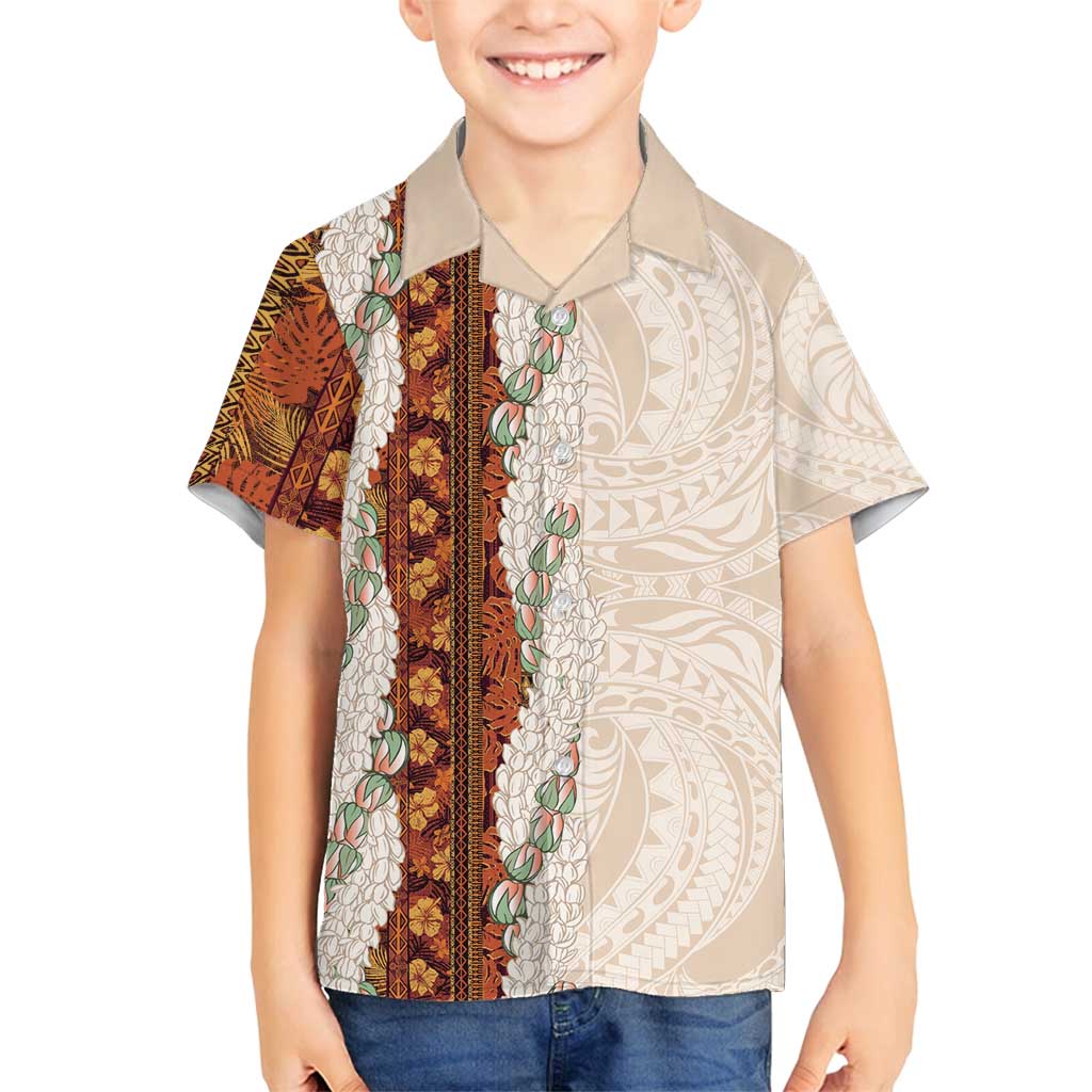 Aloha Hawaii Mikioi Lei Family Matching Tank Maxi Dress and Hawaiian Shirt Cattail Red Tropical Flower Pattern - Polynesian Pride