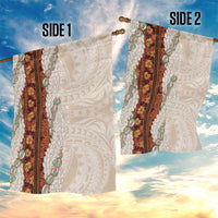 Aloha Hawaii Mikioi Lei Garden Flag Cattail Red Tropical Flower Pattern - Polynesian Pride