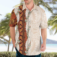Aloha Hawaii Mikioi Lei Hawaiian Shirt Cattail Red Tropical Flower Pattern - Polynesian Pride