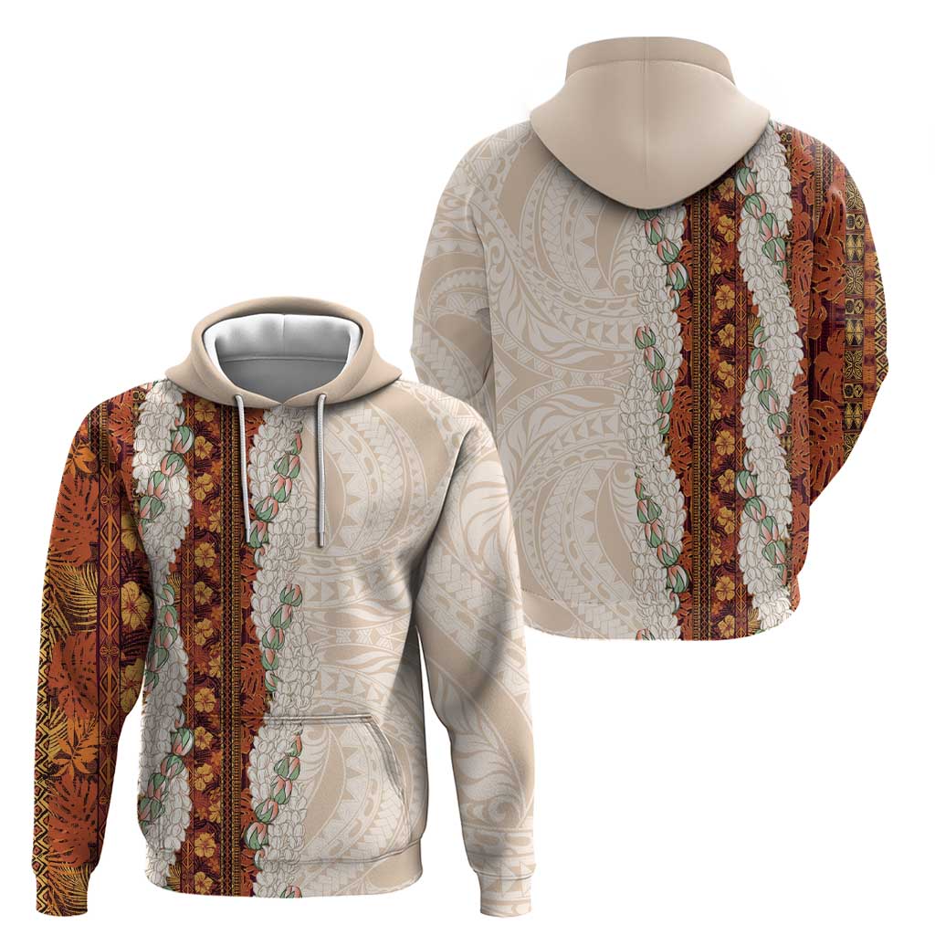Aloha Hawaii Mikioi Lei Hoodie Cattail Red Tropical Flower Pattern - Polynesian Pride