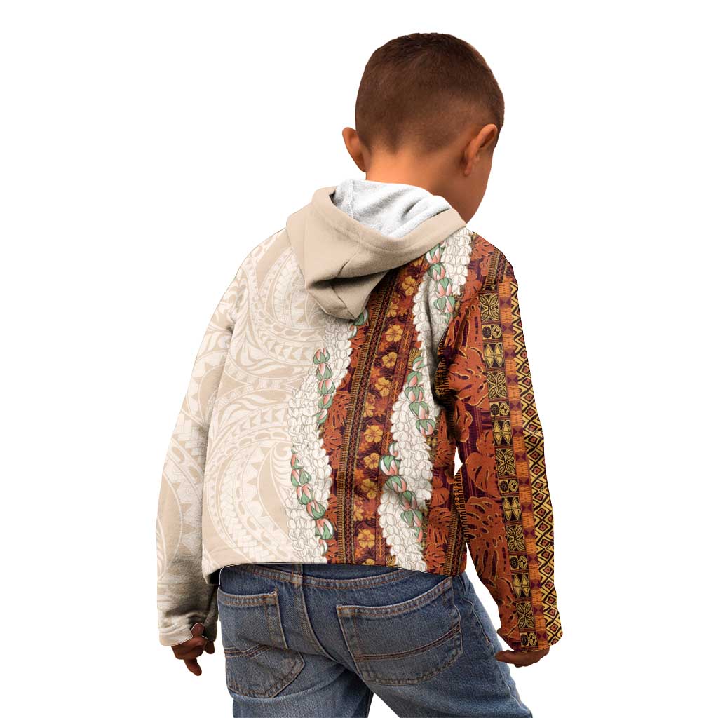 Aloha Hawaii Mikioi Lei Kid Hoodie Cattail Red Tropical Flower Pattern - Polynesian Pride