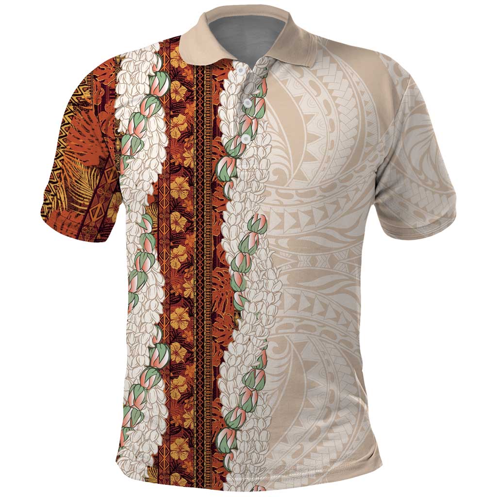 Aloha Hawaii Mikioi Lei Polo Shirt Cattail Red Tropical Flower Pattern - Polynesian Pride