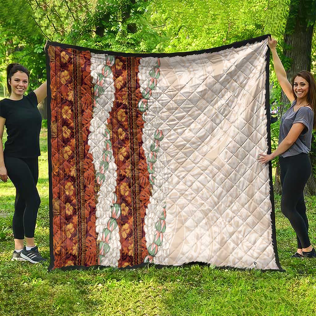 Aloha Hawaii Mikioi Lei Quilt Cattail Red Tropical Flower Pattern - Polynesian Pride