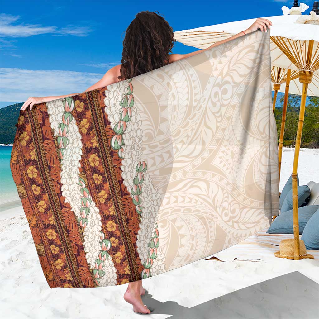Aloha Hawaii Mikioi Lei Sarong Cattail Red Tropical Flower Pattern - Polynesian Pride