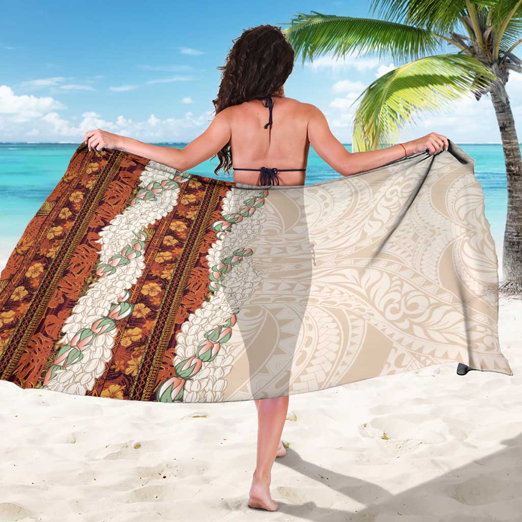Aloha Hawaii Mikioi Lei Sarong Cattail Red Tropical Flower Pattern - Polynesian Pride