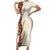 Aloha Hawaii Mikioi Lei Short Sleeve Bodycon Dress Cattail Red Tropical Flower Pattern - Polynesian Pride