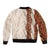 Aloha Hawaii Mikioi Lei Sleeve Zip Bomber Jacket Cattail Red Tropical Flower Pattern - Polynesian Pride