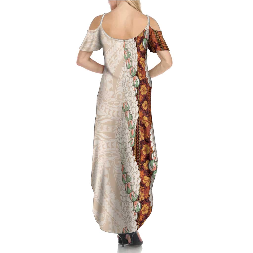 Aloha Hawaii Mikioi Lei Summer Maxi Dress Cattail Red Tropical Flower Pattern - Polynesian Pride