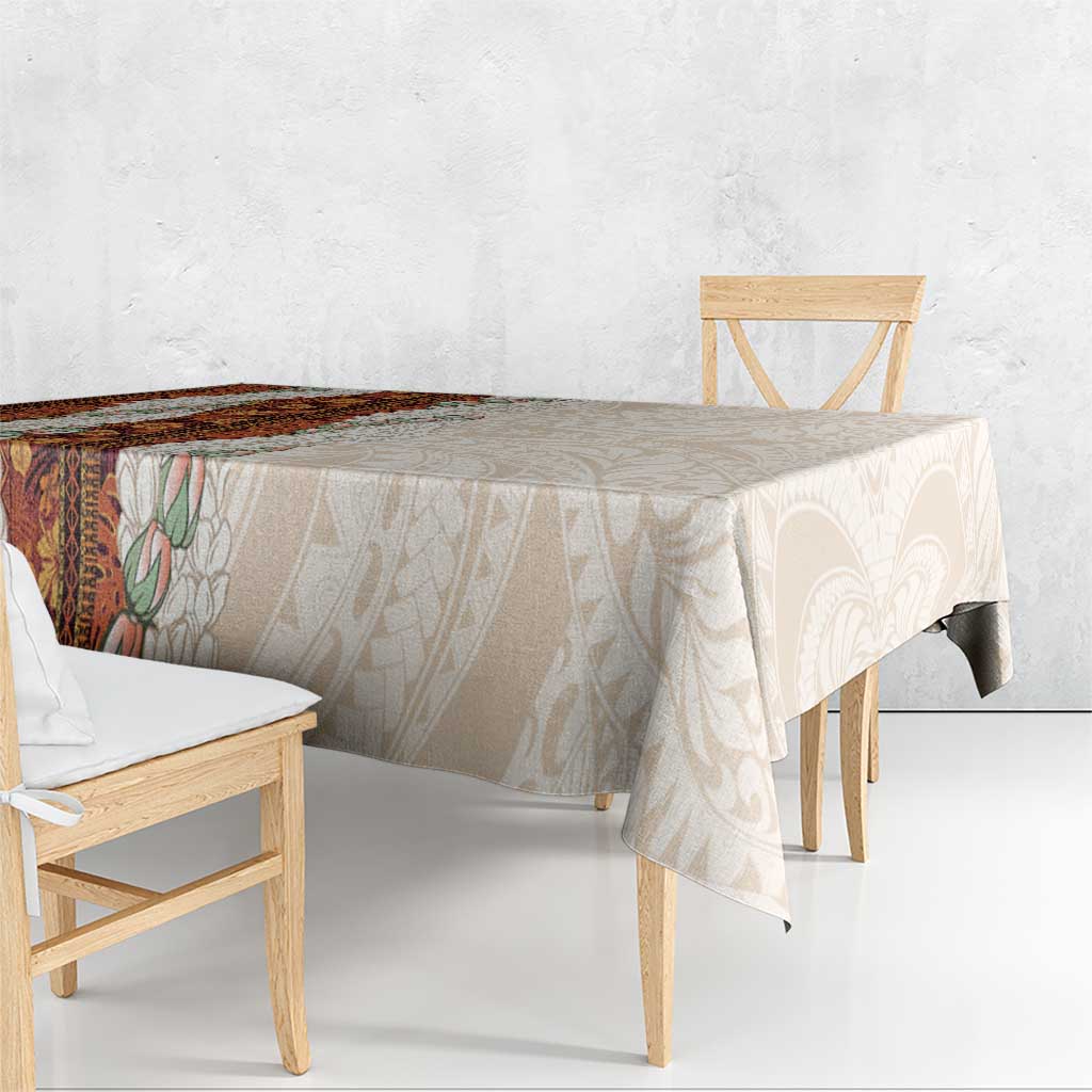Aloha Hawaii Mikioi Lei Tablecloth Cattail Red Tropical Flower Pattern - Polynesian Pride