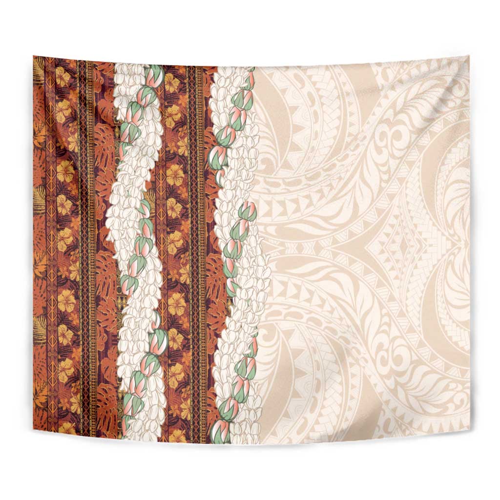 Aloha Hawaii Mikioi Lei Tapestry Cattail Red Tropical Flower Pattern - Polynesian Pride