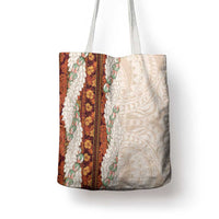 Aloha Hawaii Mikioi Lei Tote Bag Cattail Red Tropical Flower Pattern - Polynesian Pride