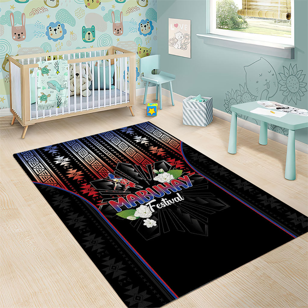 Mabuhay Philippines Festival Area Rug Filipino Map Sampaguita Igorot Pattern LT14 - Polynesian Pride