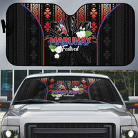 Mabuhay Philippines Festival Auto Sun Shade Filipino Map Sampaguita Igorot Pattern LT14 Black - Polynesian Pride