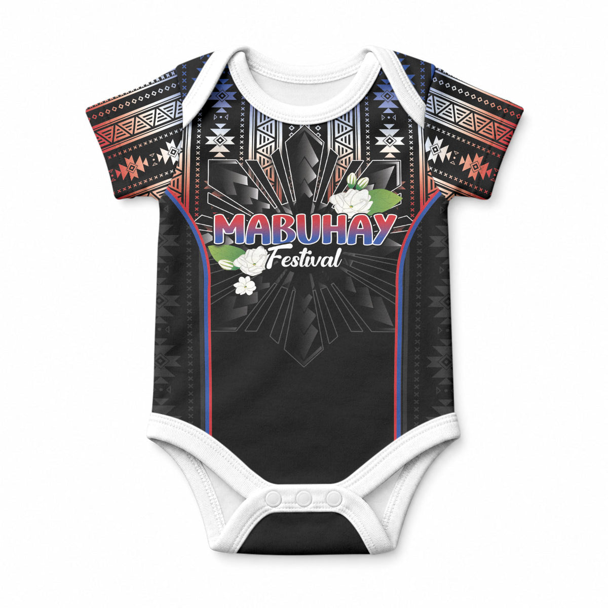 Mabuhay Philippines Festival Baby Onesie Filipino Map Sampaguita Igorot Pattern