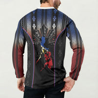 Mabuhay Philippines Festival Button Sweatshirt Filipino Map Sampaguita Igorot Pattern LT14 - Polynesian Pride
