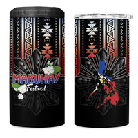 Mabuhay Philippines Festival 4 in 1 Can Cooler Tumbler Filipino Map Sampaguita Igorot Pattern LT14 One Size: 16 oz Black - Polynesian Pride