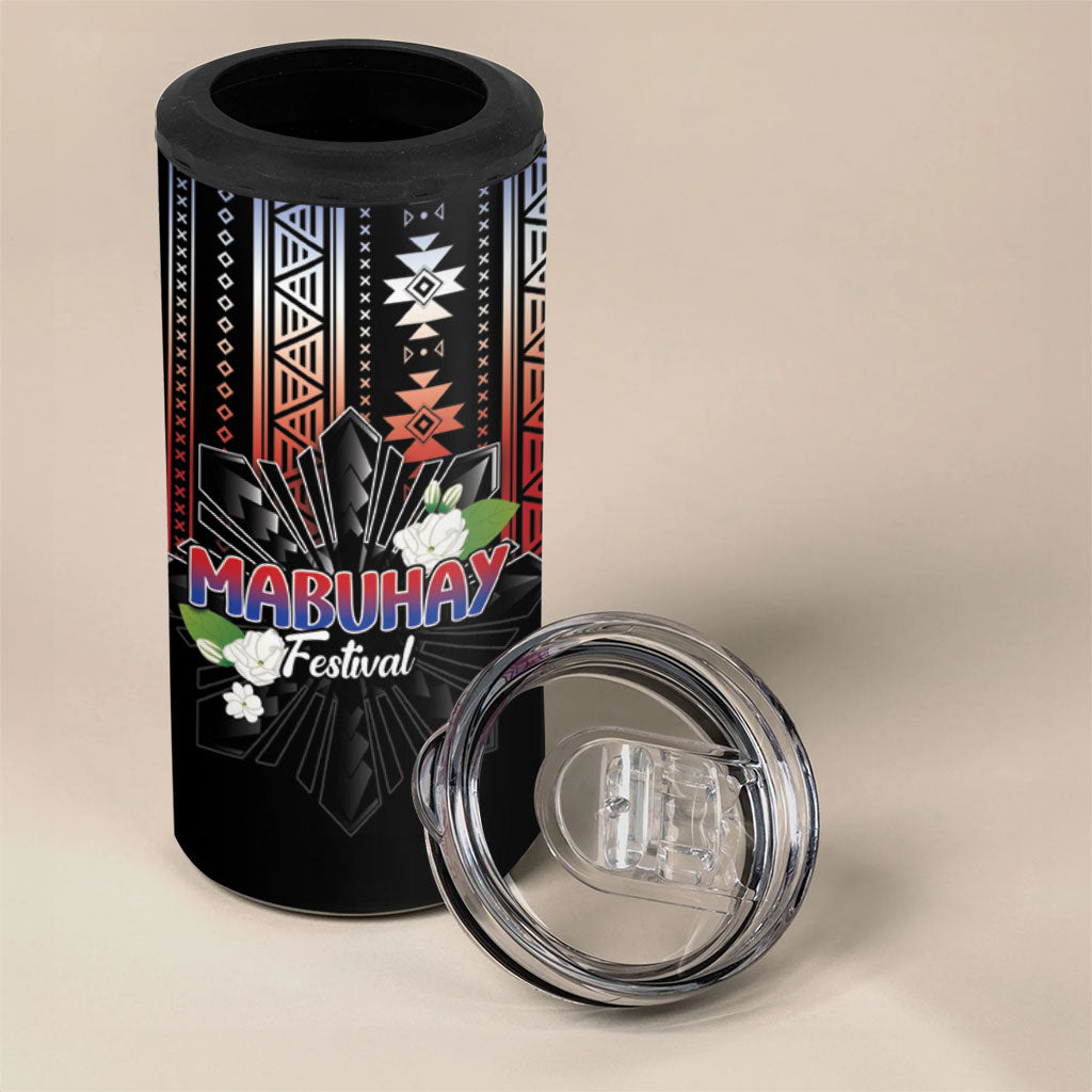 Mabuhay Philippines Festival 4 in 1 Can Cooler Tumbler Filipino Map Sampaguita Igorot Pattern LT14 - Polynesian Pride