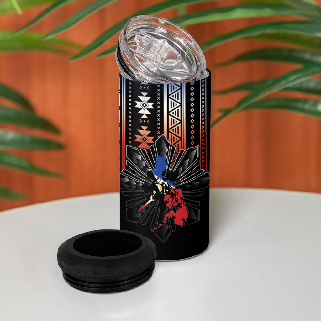 Mabuhay Philippines Festival 4 in 1 Can Cooler Tumbler Filipino Map Sampaguita Igorot Pattern LT14 - Polynesian Pride
