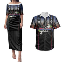Mabuhay Philippines Festival Couples Matching Puletasi and Hawaiian Shirt Filipino Map Sampaguita Igorot Pattern LT14 Black - Polynesian Pride