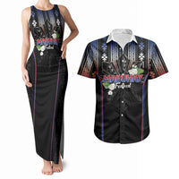 Mabuhay Philippines Festival Couples Matching Tank Maxi Dress and Hawaiian Shirt Filipino Map Sampaguita Igorot Pattern LT14 Black - Polynesian Pride