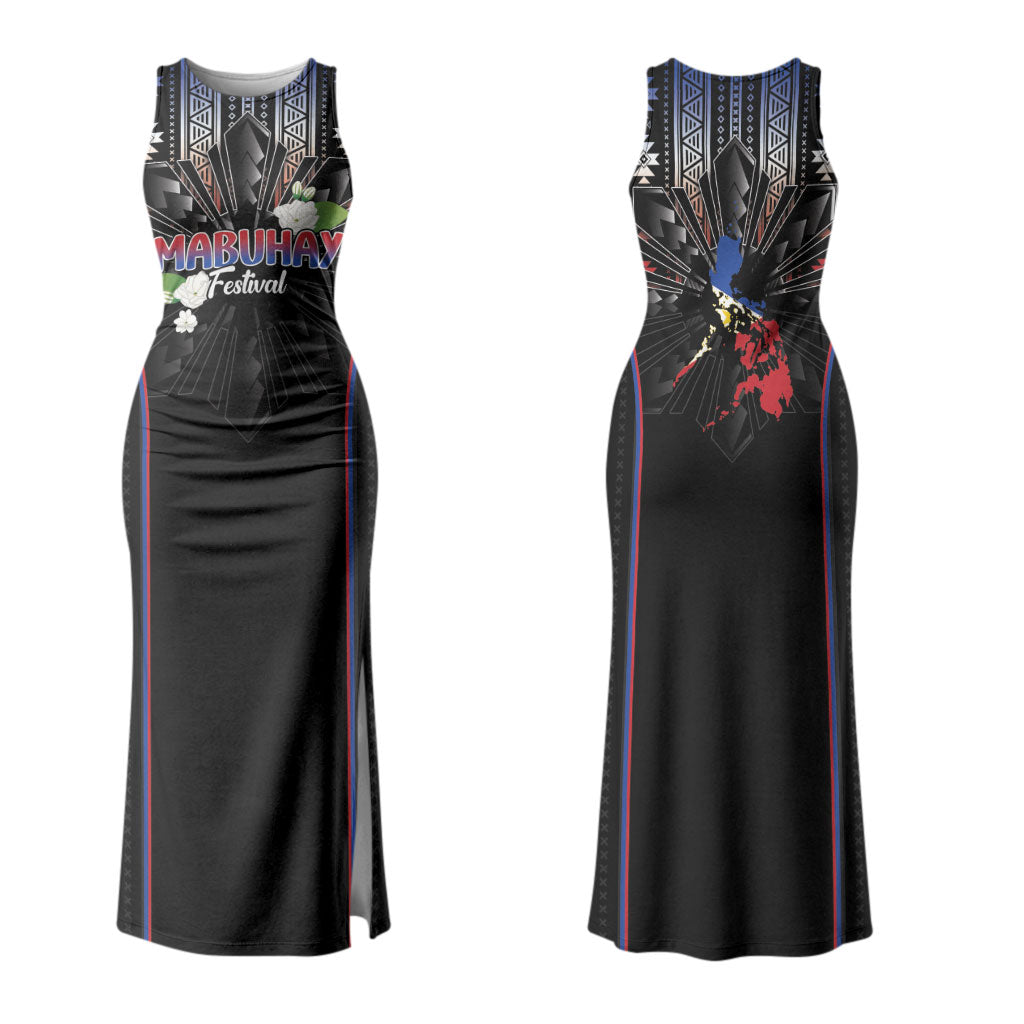 Mabuhay Philippines Festival Couples Matching Tank Maxi Dress and Hawaiian Shirt Filipino Map Sampaguita Igorot Pattern LT14 - Polynesian Pride
