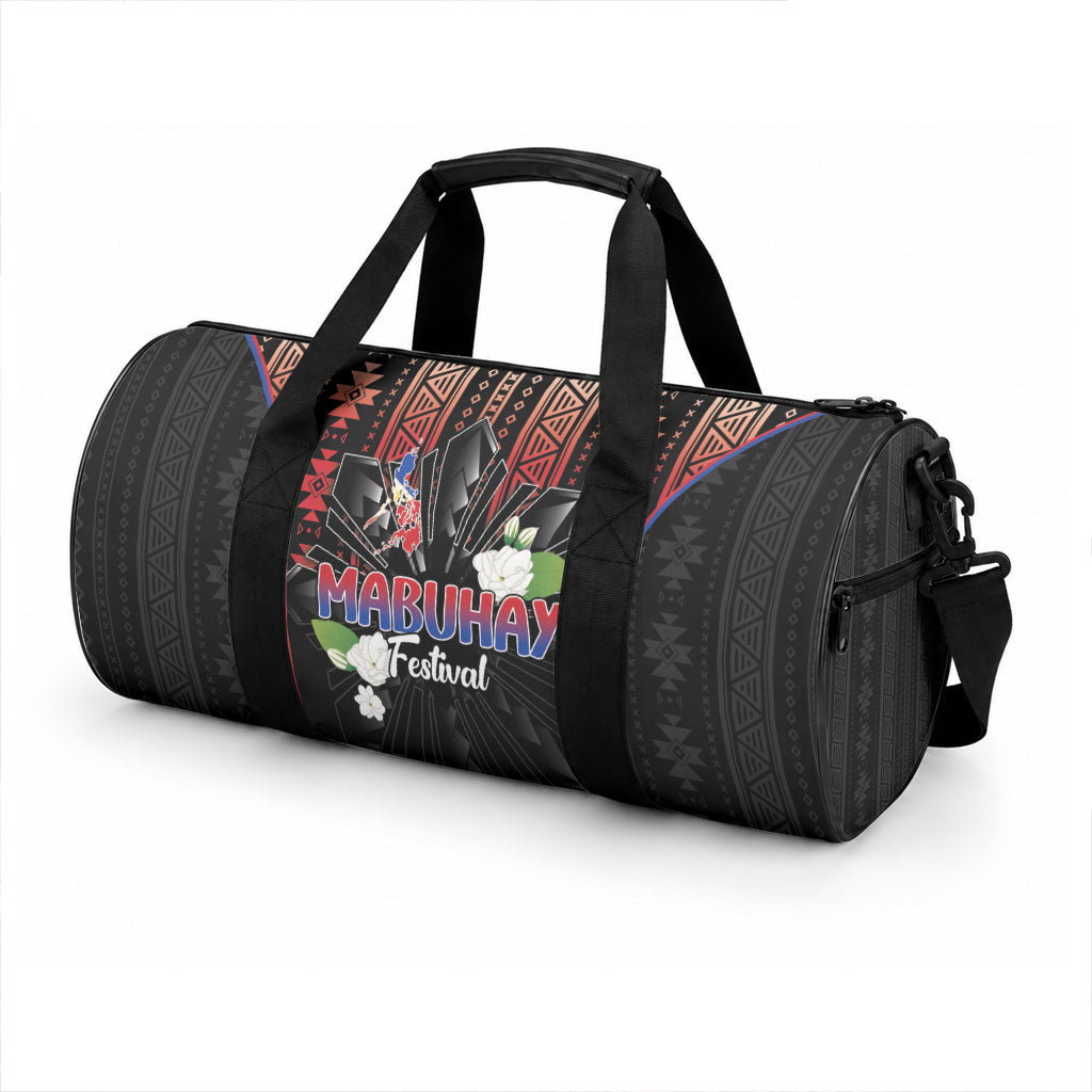 Mabuhay Philippines Festival Duffle Bag Filipino Map Sampaguita Igorot Pattern
