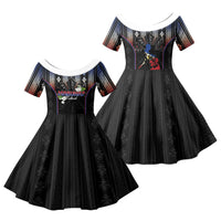 Mabuhay Philippines Festival Family Matching Puletasi and Hawaiian Shirt Filipino Map Sampaguita Igorot Pattern LT14 Daughter's Dress Black - Polynesian Pride