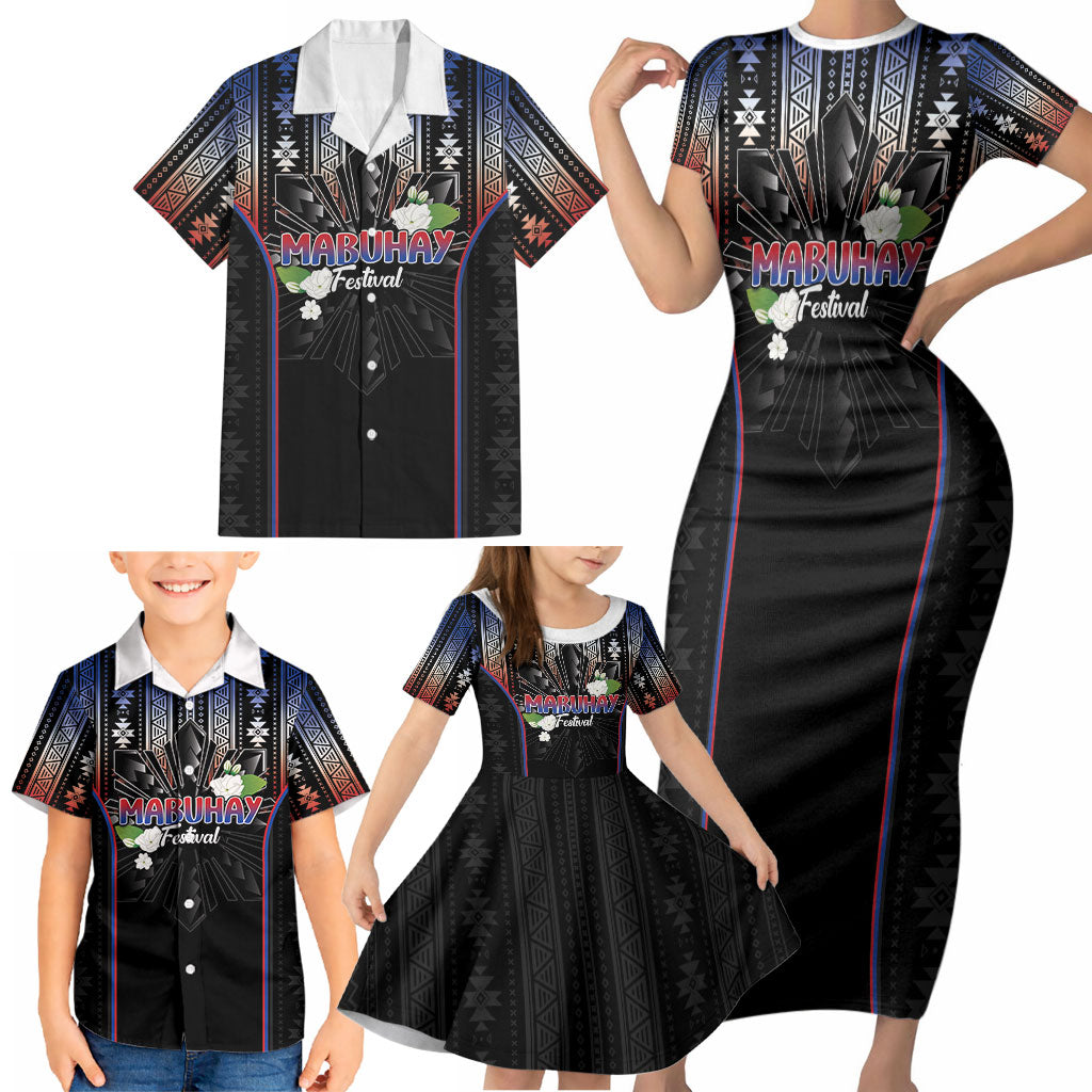 Mabuhay Philippines Festival Family Matching Short Sleeve Bodycon Dress and Hawaiian Shirt Filipino Map Sampaguita Igorot Pattern LT14 - Polynesian Pride