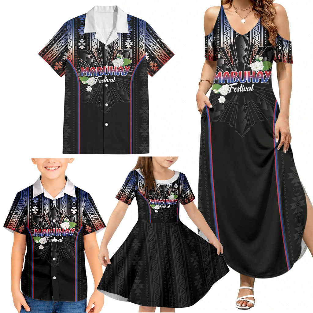 Mabuhay Philippines Festival Family Matching Summer Maxi Dress and Hawaiian Shirt Filipino Map Sampaguita Igorot Pattern LT14 - Polynesian Pride
