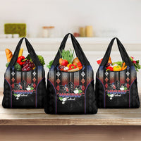 Mabuhay Philippines Festival Grocery Bag Filipino Map Sampaguita Igorot Pattern LT14 3-pack One Size Black - Polynesian Pride