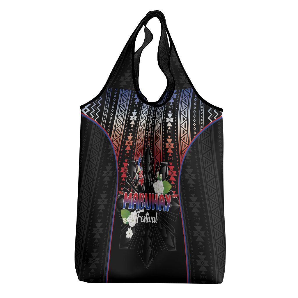 Mabuhay Philippines Festival Grocery Bag Filipino Map Sampaguita Igorot Pattern LT14 - Polynesian Pride