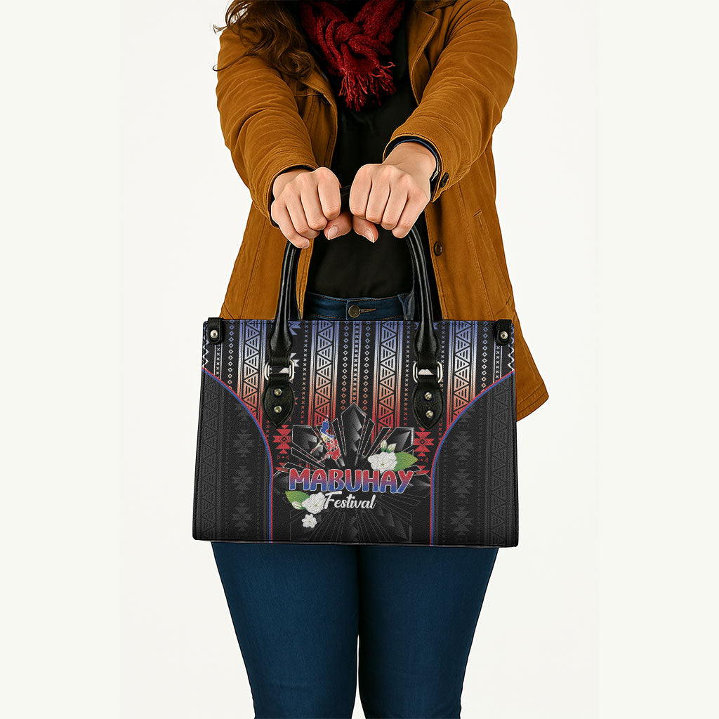 Mabuhay Philippines Festival Leather Bag Filipino Map Sampaguita Igorot Pattern LT14 - Polynesian Pride