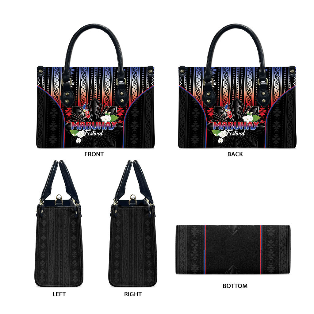 Mabuhay Philippines Festival Leather Bag Filipino Map Sampaguita Igorot Pattern LT14 - Polynesian Pride